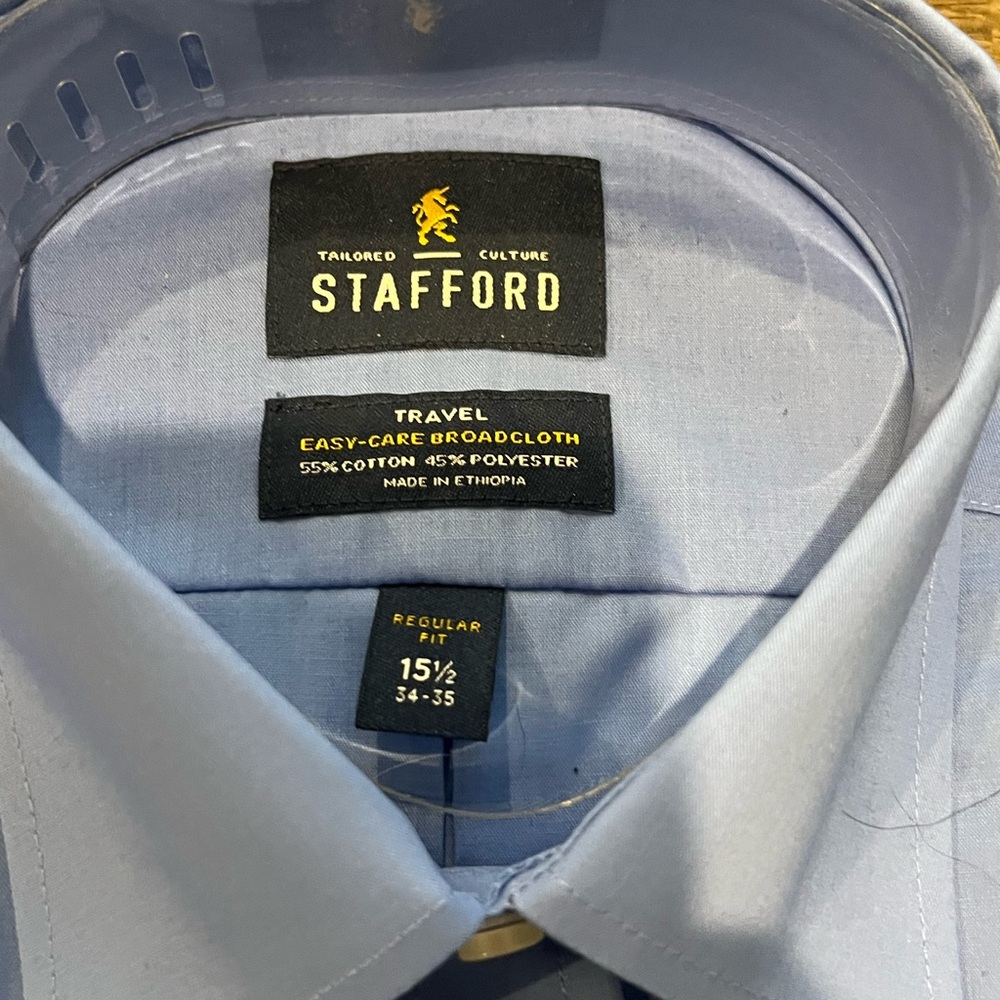 Stafford Men's Light Blue Stretch Dress Shirt - Picture 3 of 4